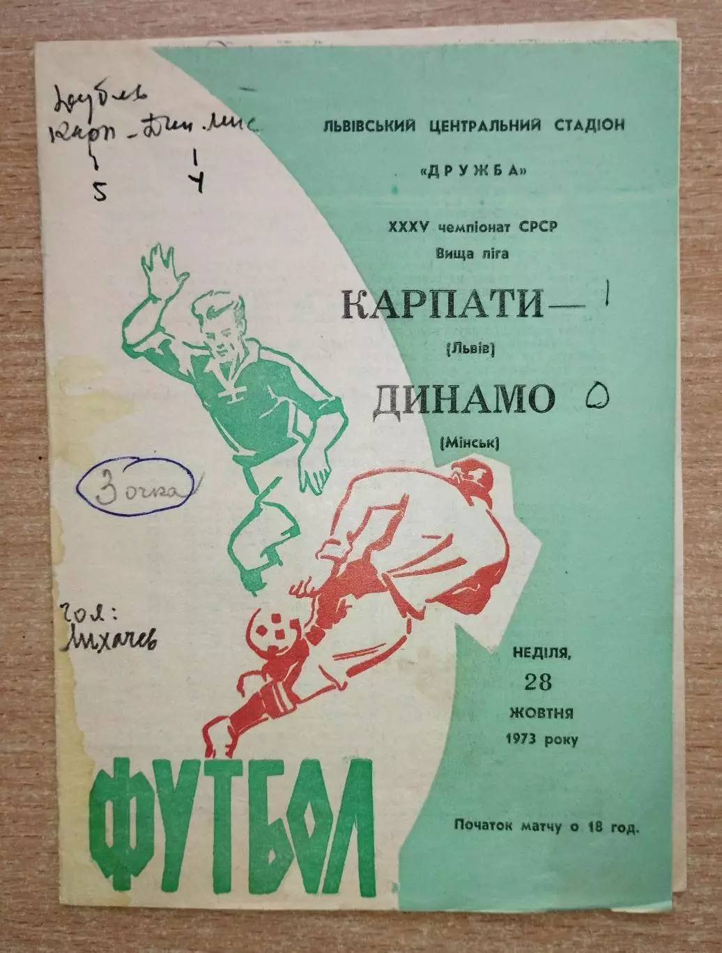 Карпаты Львов - Динамо Минск 1973