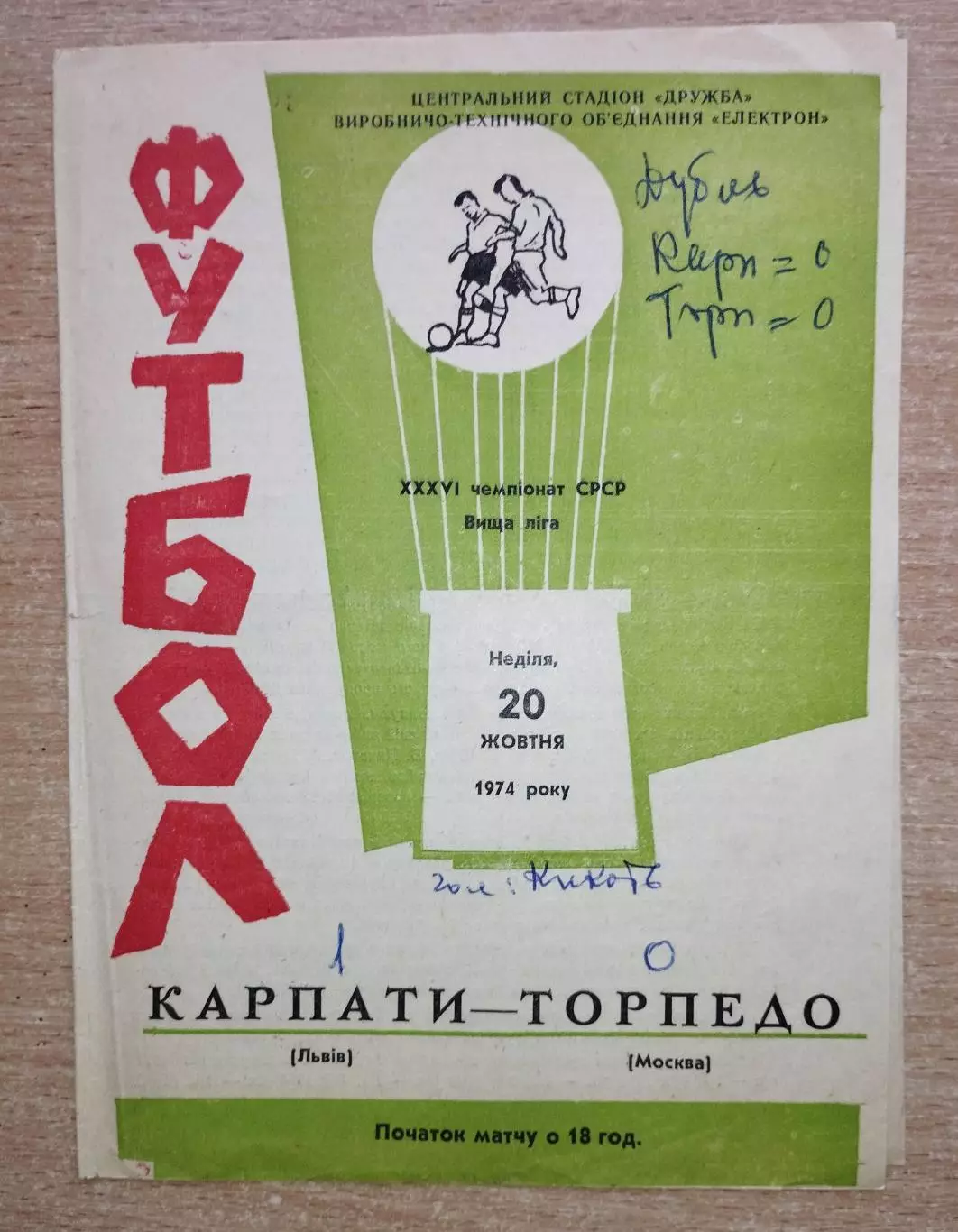 Карпаты Львов - Торпедо Москва 1974