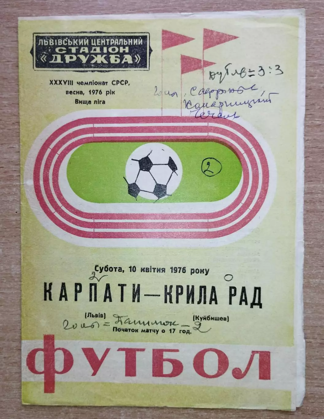 Карпаты Львов - Крылья Советов Куйбышев 1976 весна