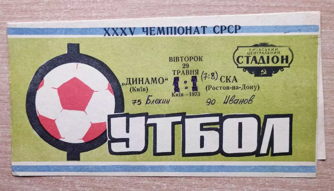 Динамо Киев - СКА Ростов-на-Дону 1973