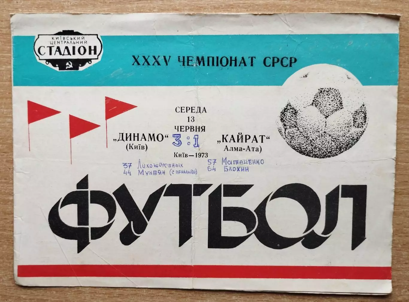 Динамо Киев - Кайрат Алма-Ата 1973