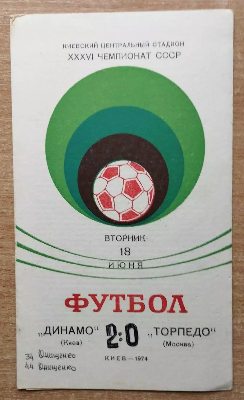 Динамо Киев - Торпедо Москва 1974