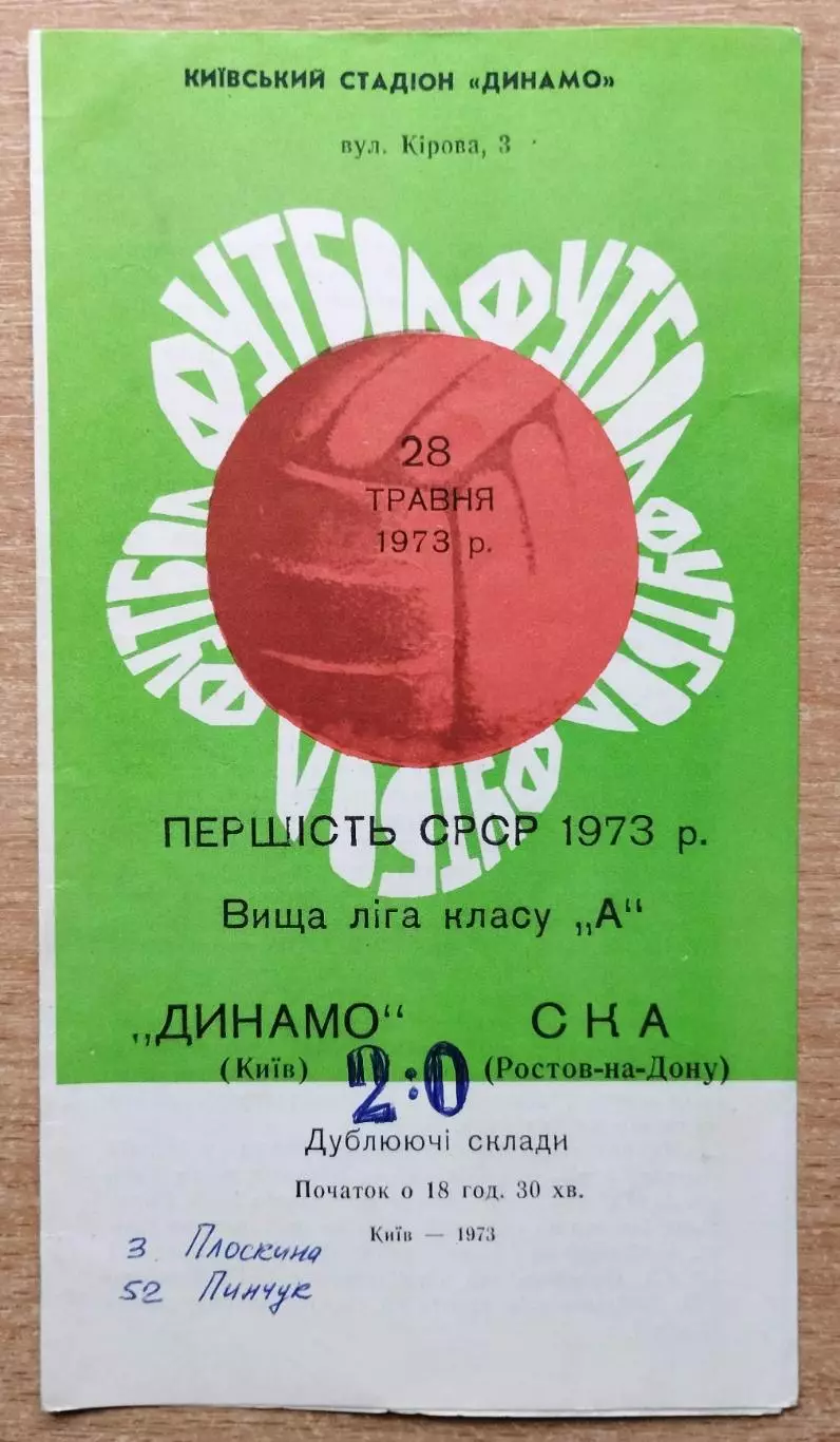Дубль. Динамо Киев - СКА Ростов-на-Дону 1973
