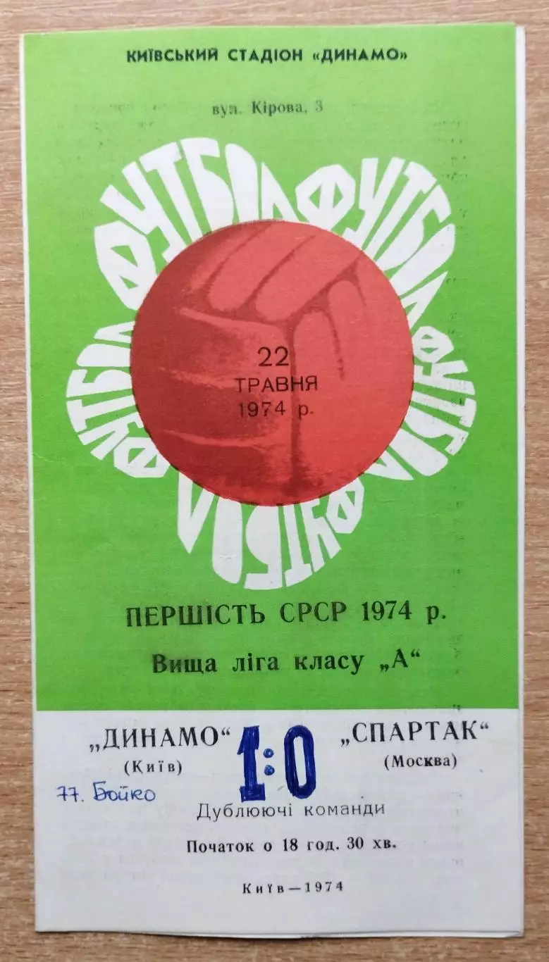 Дубль. Динамо Киев - Спартак Москва 1974