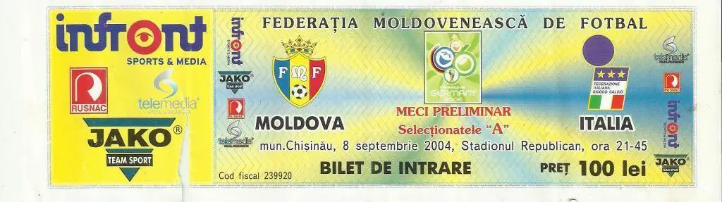 билет молдова - италия - 2004
