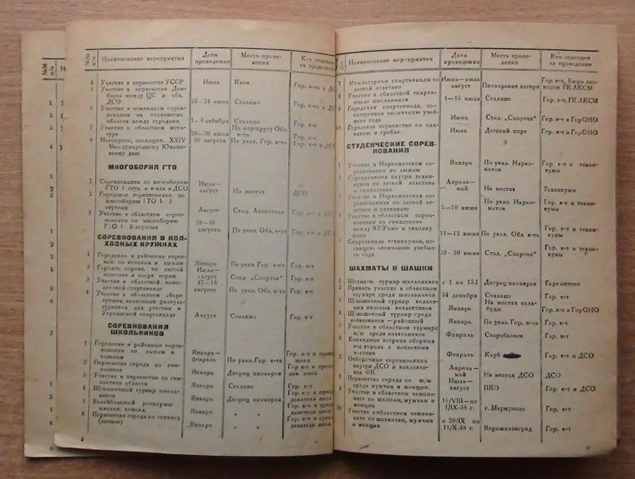 Календарь спортивных мероприятий, Мариуполь-1938, футбол, хоккей и др. 2