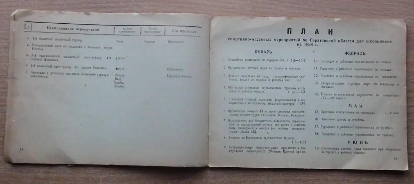 Спортивный календарь и спортрекорды, Саратов-1938, футбол, баскетбол и др. 2