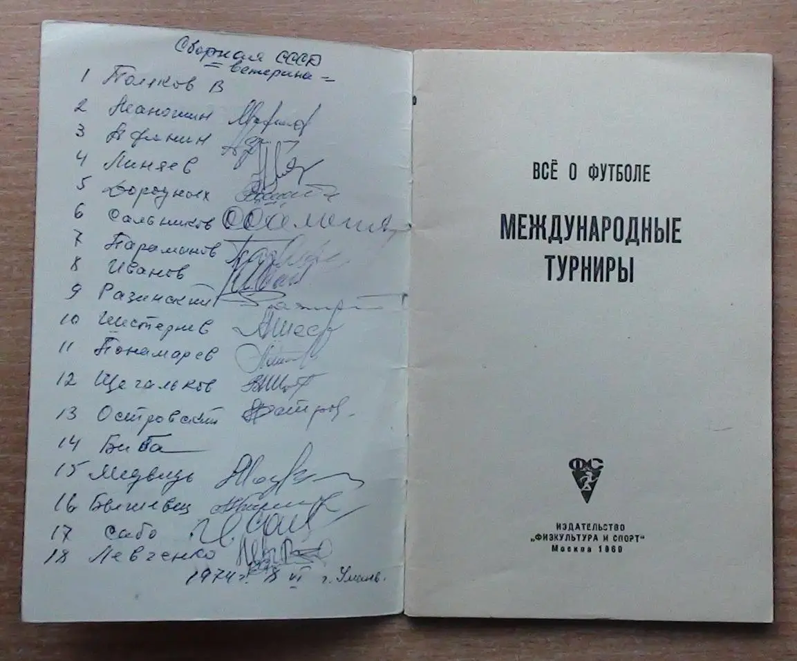 Автографы. Футбол. Сборная СССР, ветераны