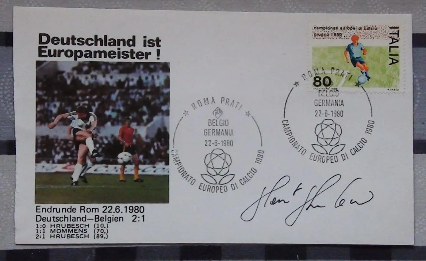 Конверт Финал Чемпионата Европы 1980, оригинальный автограф Хорста Хрубеша