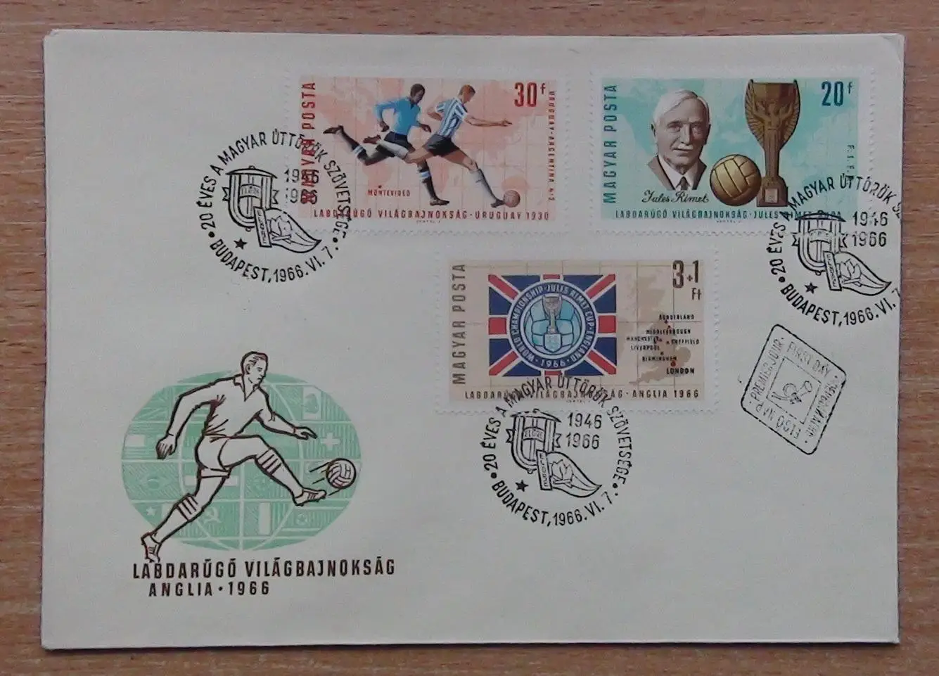 Конверт Чемпионат мира по футболу 1966, Венгрия, вид 1