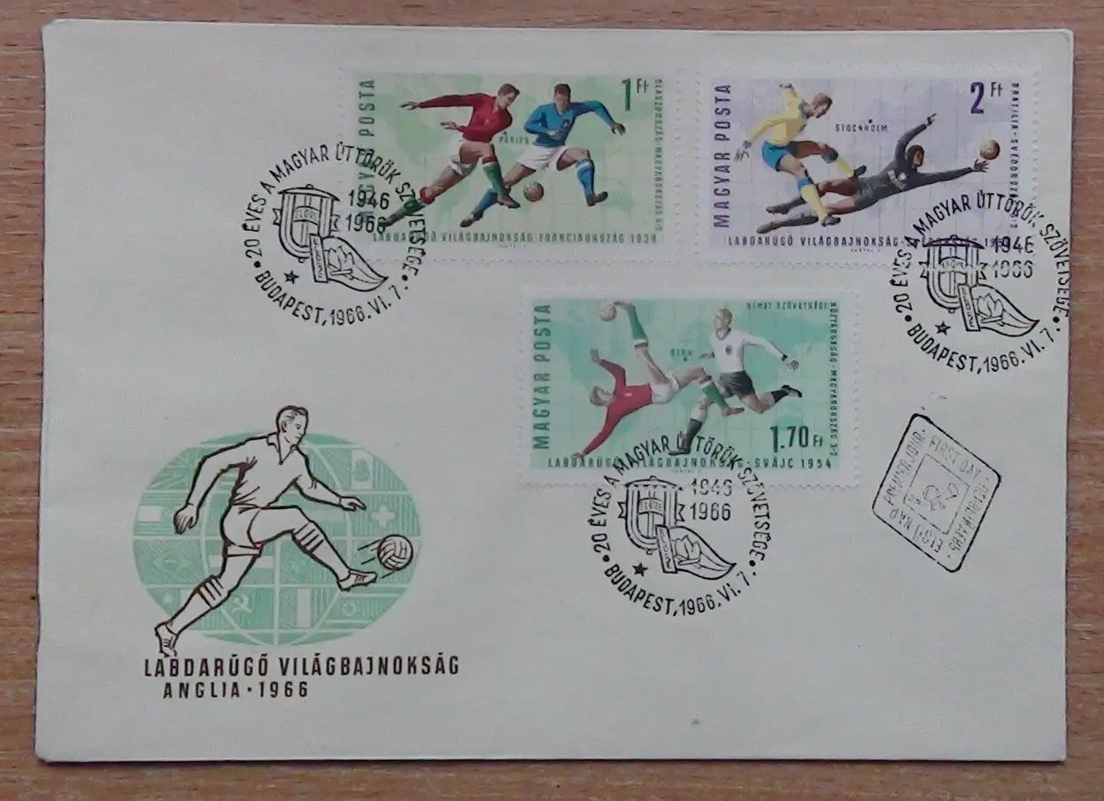 Конверт Чемпионат мира по футболу 1966, Венгрия, вид 2