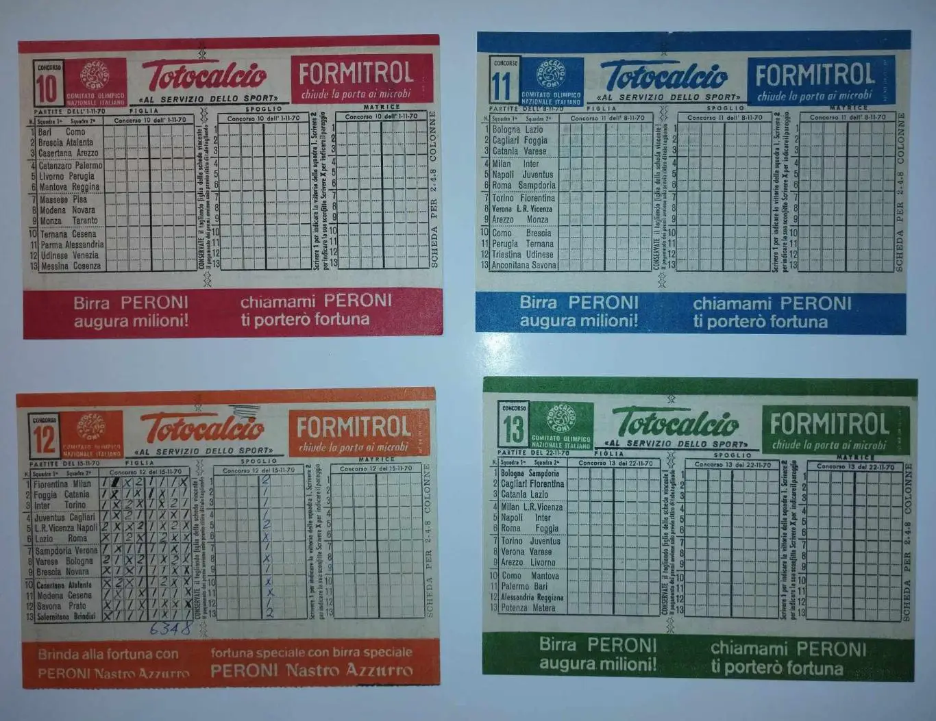 Итальянские лотереи Спортпрогноз, 1970-е гг.