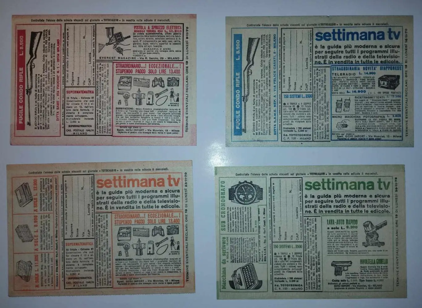 Итальянские лотереи Спортпрогноз, 1970-е гг. 2