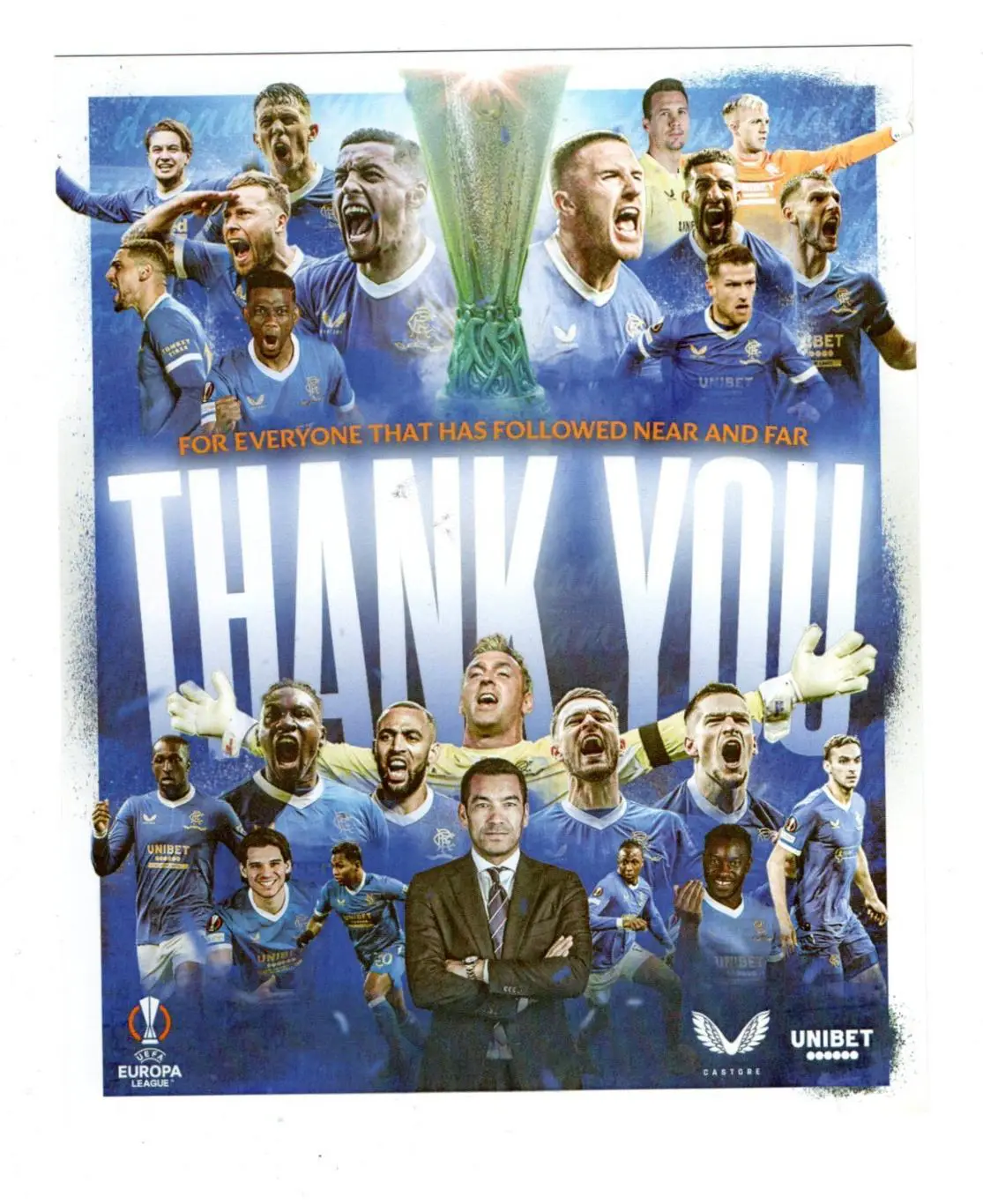 Открытка Глазго Рейнджерс, Шотландия, финал Лиги Европы 2002, вид 2