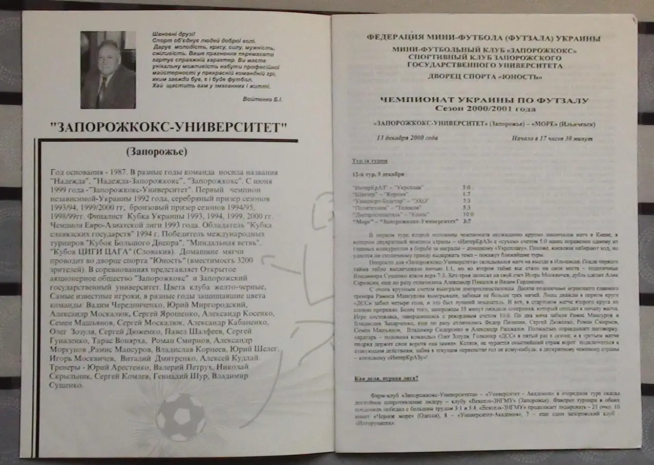 Лот из 8 программ 2000-х по мини-футболу (футзалу) Чемпионата Украины №15