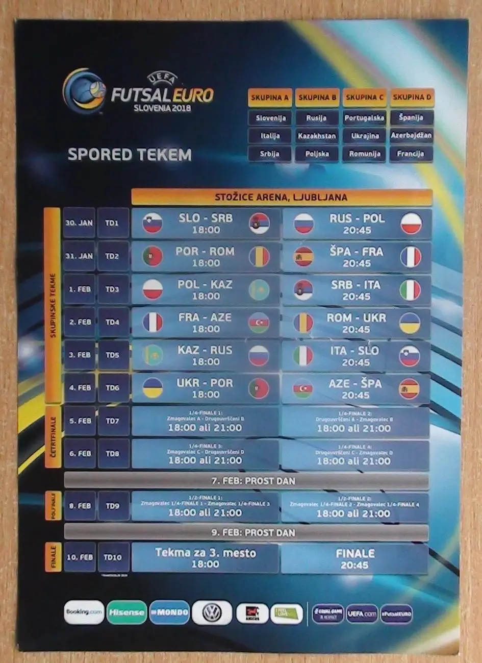 Чемпионат Европы по футзалу, Словения-2018 Украина, Казахстан, Россия, Азербайдж 2