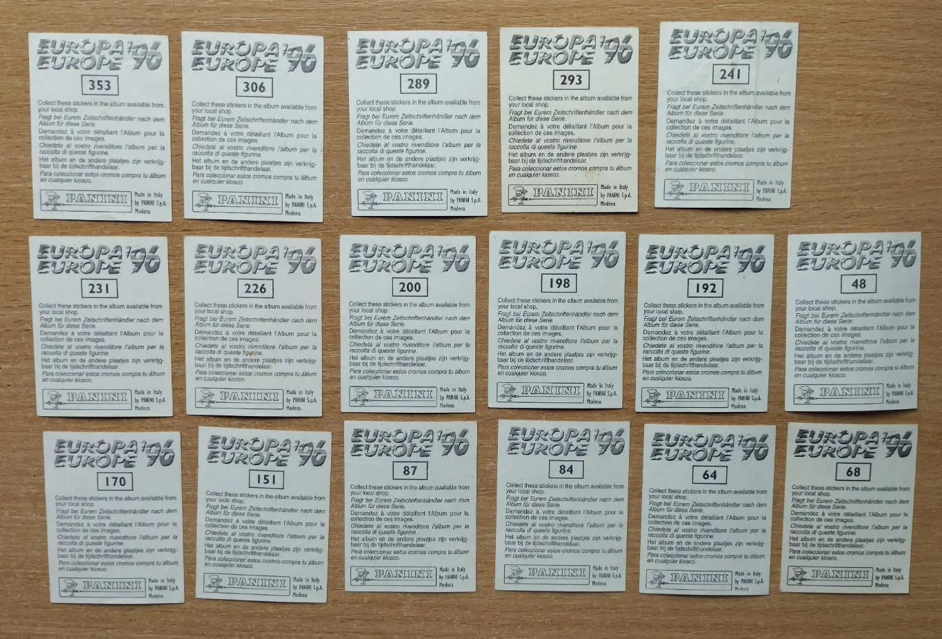 Панини. Чемпионат Европы 1996, Англия. Разные 1