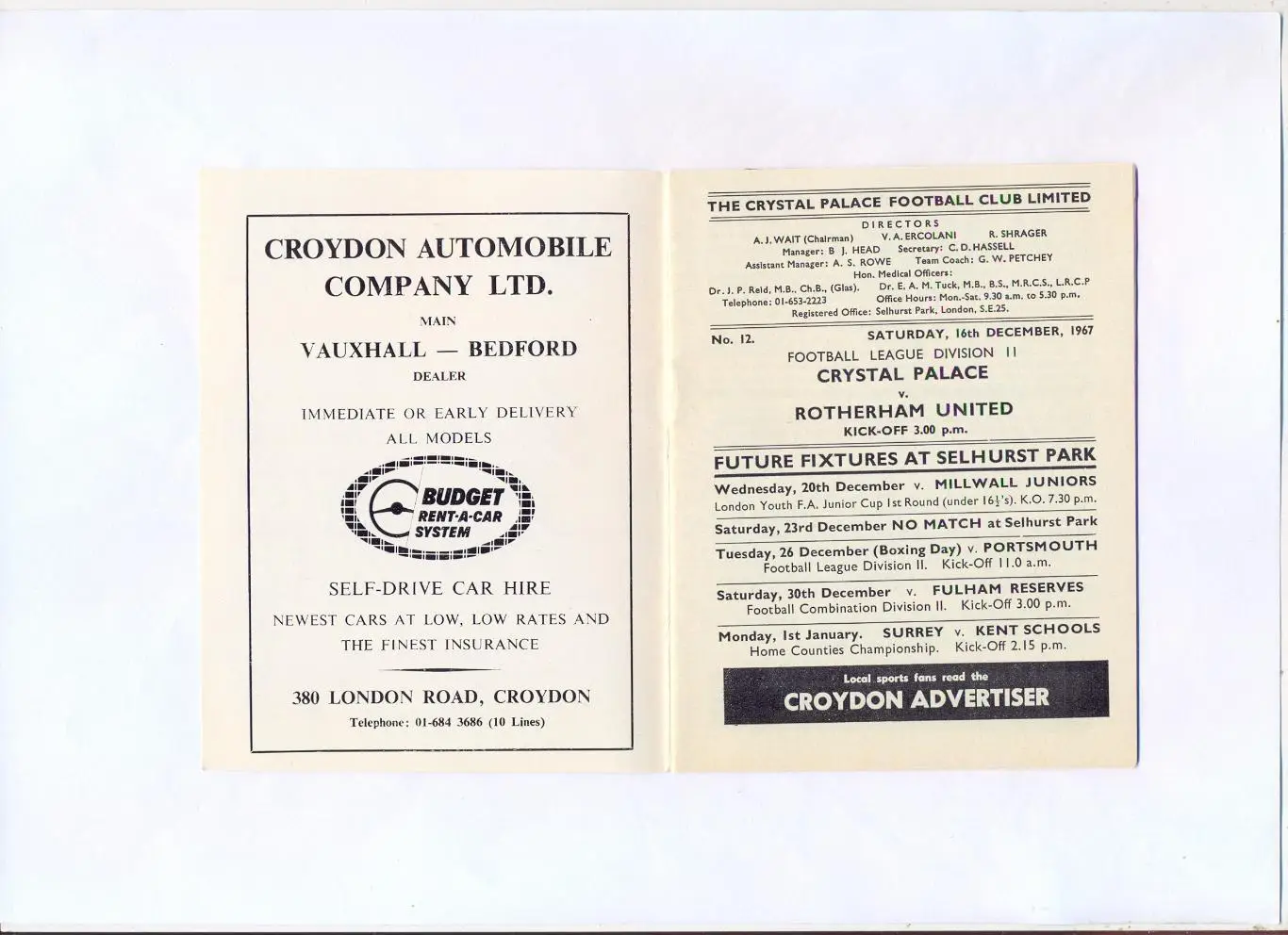 Чемпионат Англии 1967 Кристалл Пэлас 1