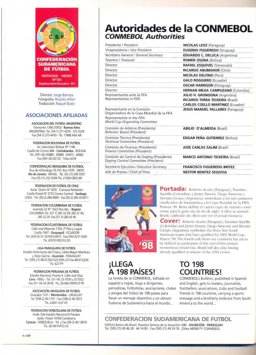 Официальный журнал Южноамерикаской федерации футбола 1998 1