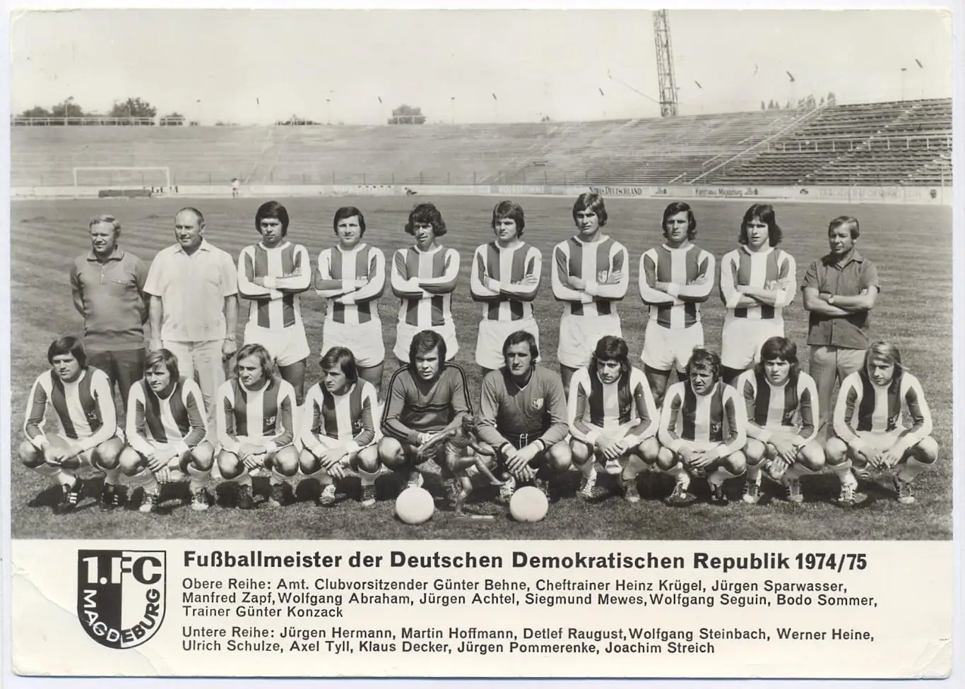 Открытка. 1. ФК Магдебург, ГДР 1974-75