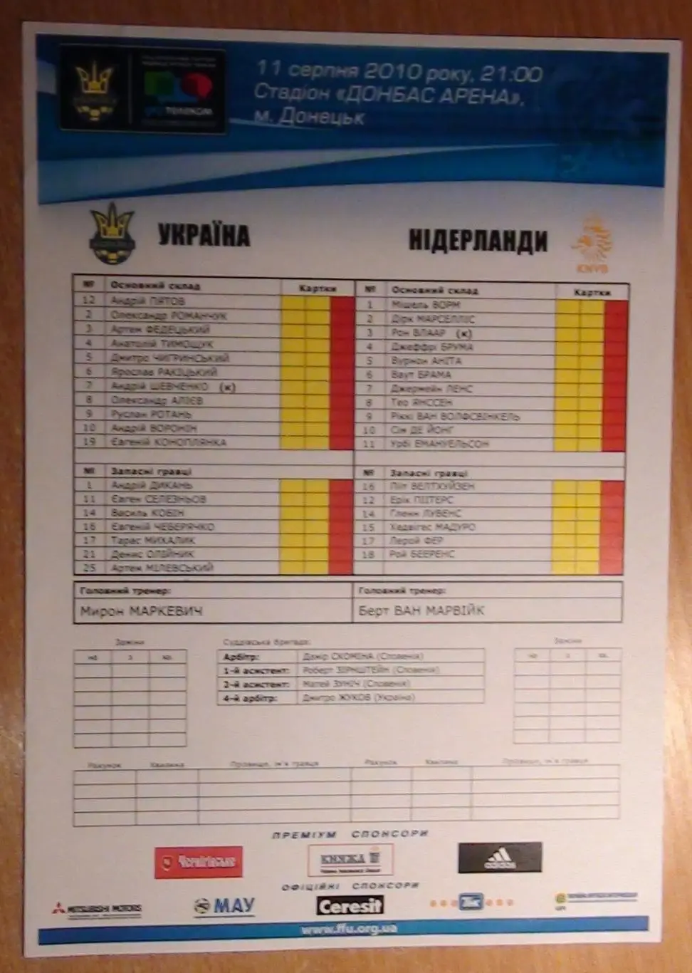 Украина - Нидерланды 2010