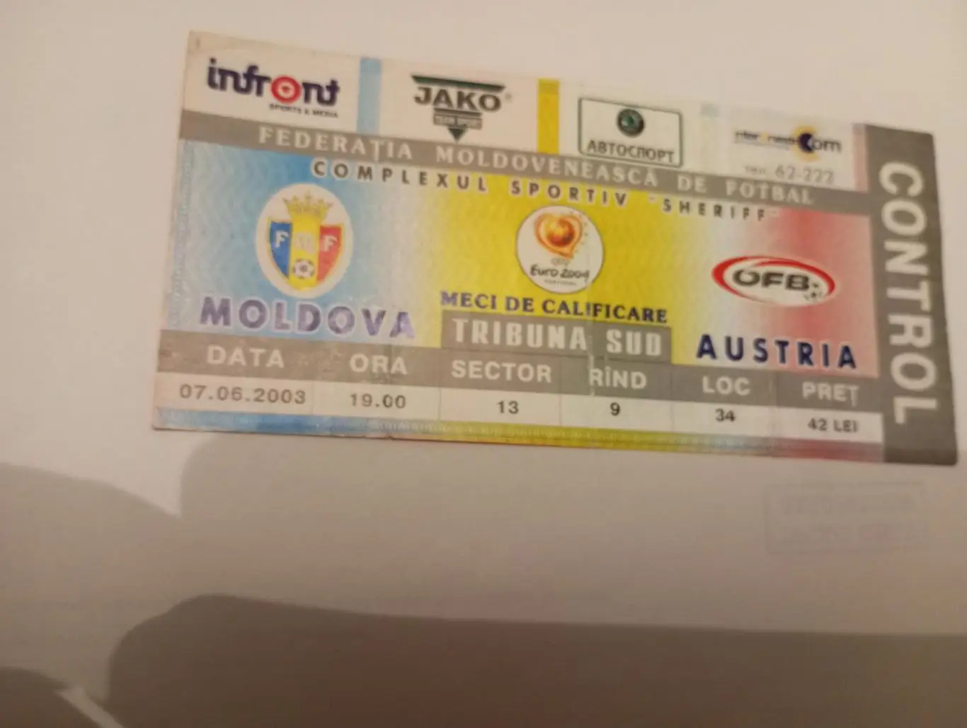 билет Молдова - Австрия - 2003