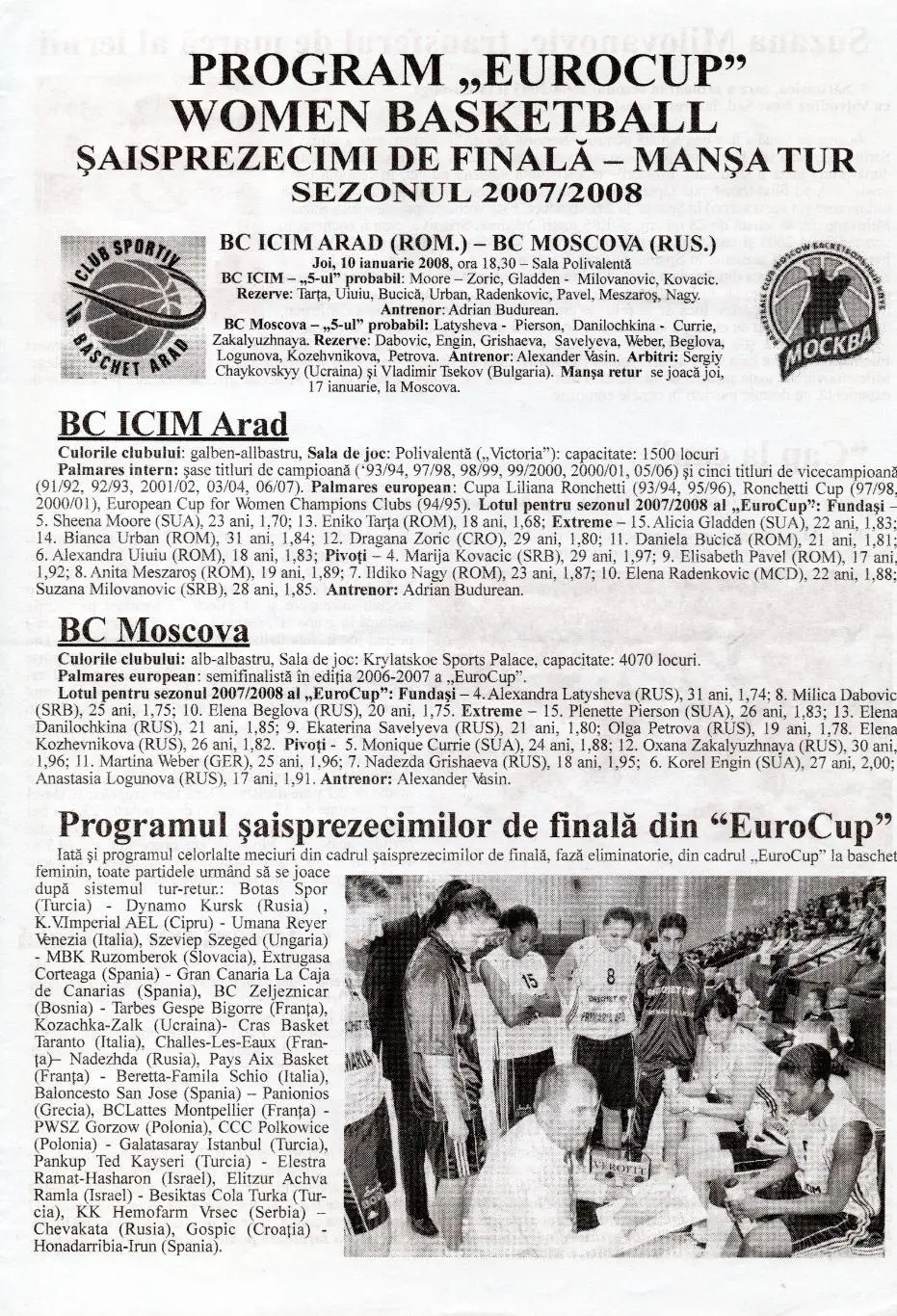 БАСКЕТБОЛ. Арад, Румыния - БК Москва 2008
