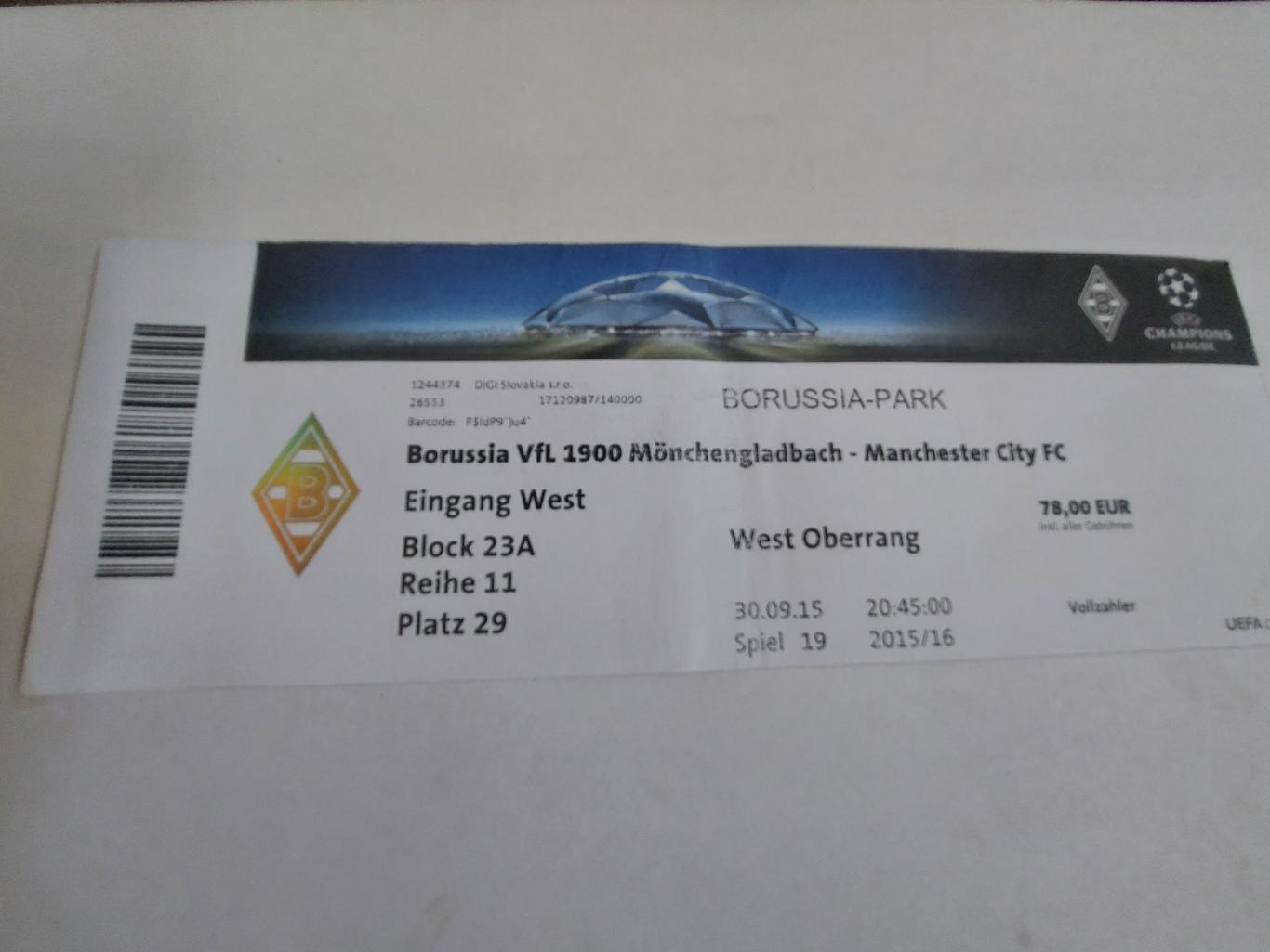 Боруссия М - Манчестер Сити, Borussia M – Man. City 2015