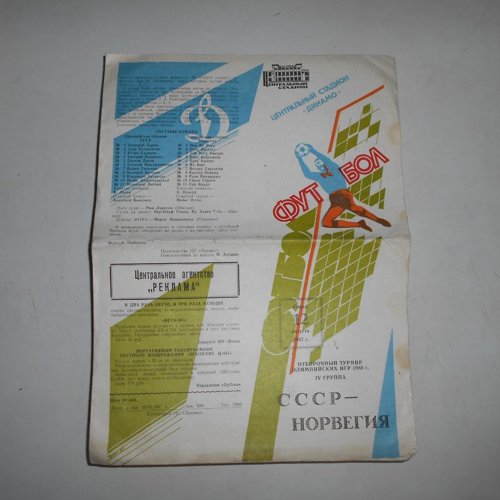 СССР - Норвегия 12.08.1987