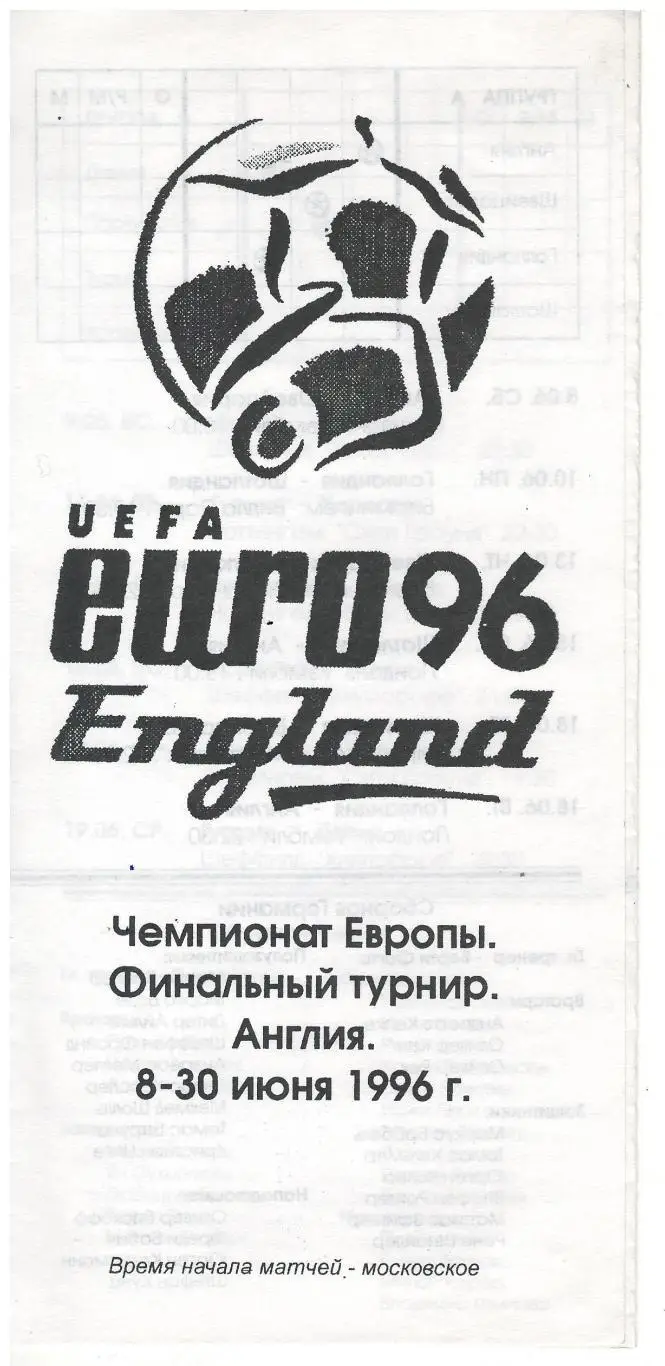 Чемпионат Европы - 1996. Финальный турнир. Англия. 8-30.06.1996