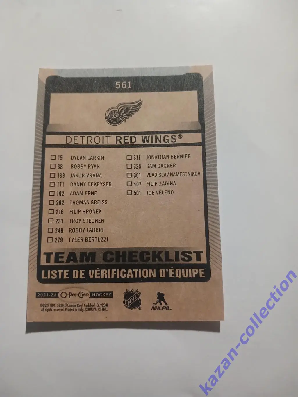 Detroit Red Wings- Team Checklist 1