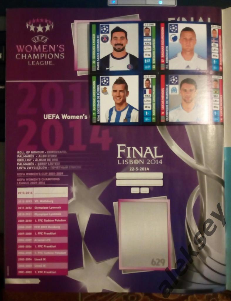 Журнал для наклеек PANINI. Лига чемпионов УЕФА 2013/2014 + 6 наклеек 2