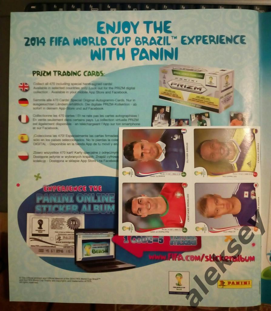 Журнал для наклеек PANINI. Чемпионат Мира Бразилия 2014 + 6 наклеек 2