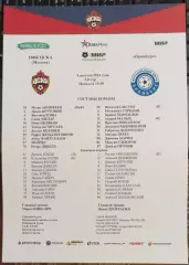ЦСКА - Оренбург (Оренбург) 04 августа 2024. Стартовый протокол матча
