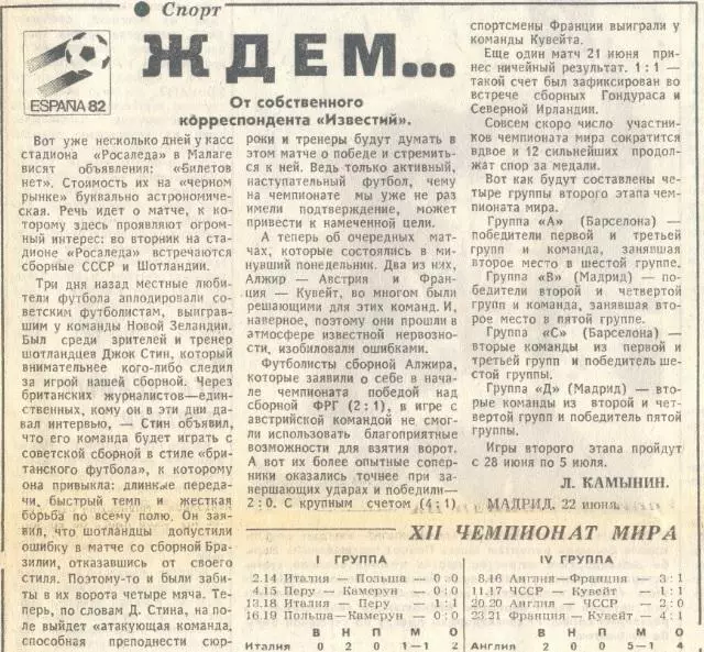 Чемпионат мира по футболу Испания 1982 год