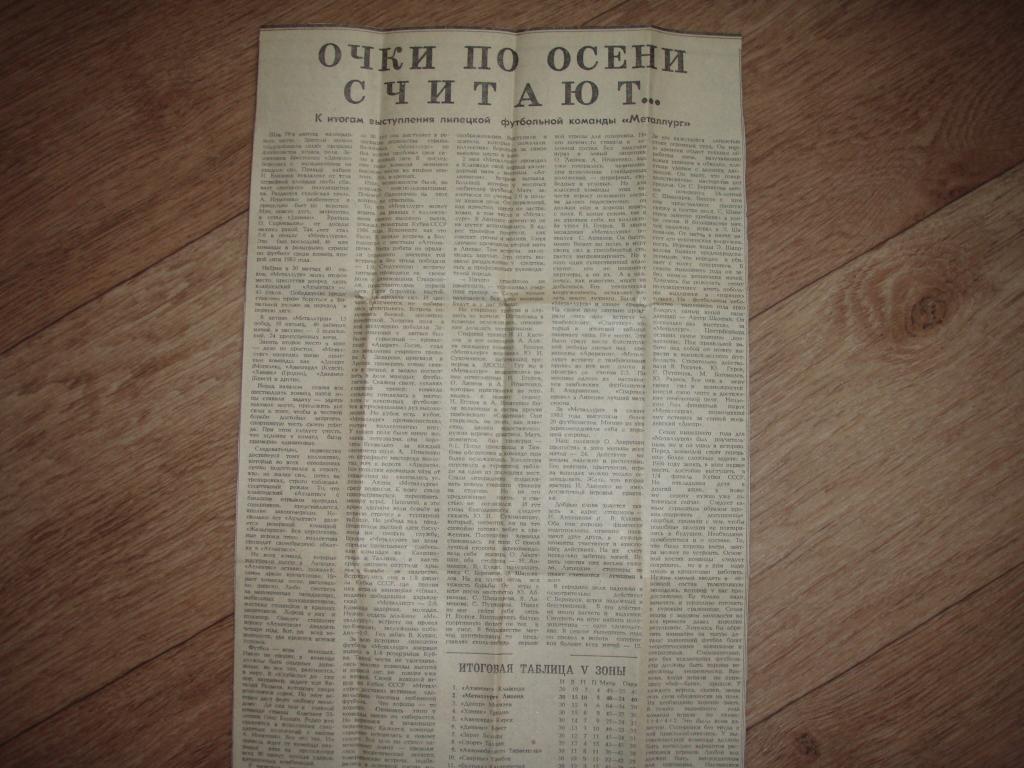 итоги 1985 металлург липецк