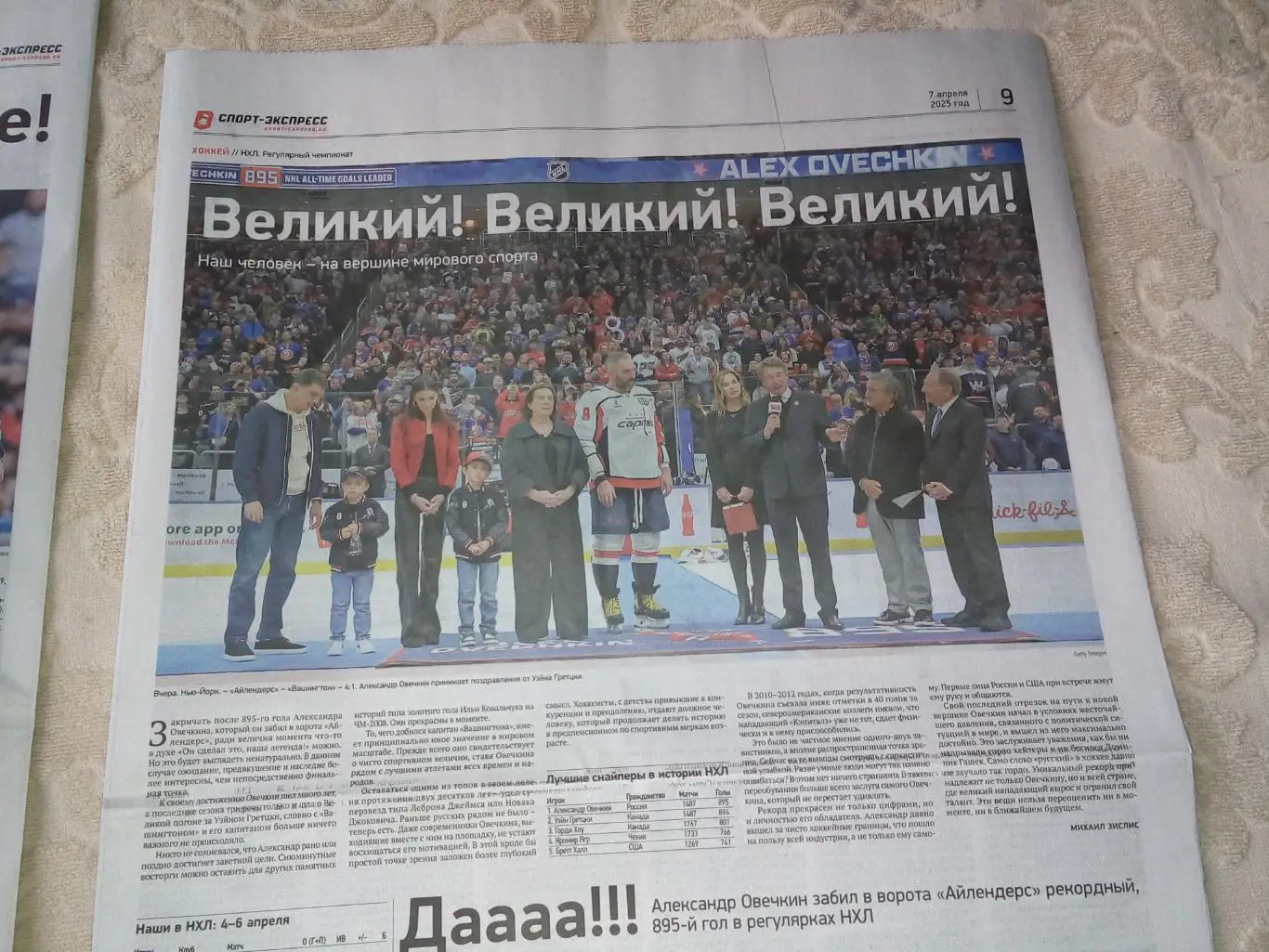 СПОРТ-ЭКСПРЕСС 7 апреля 2025 года ОВЕЧКИН !!! РЕКОРД !!! 1