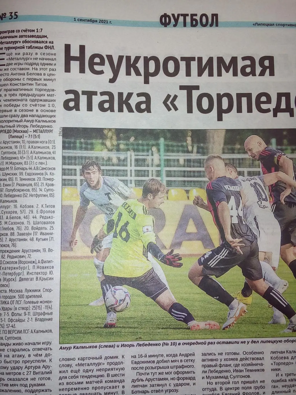 Торпедо Москва - Металлург Липецк 2021