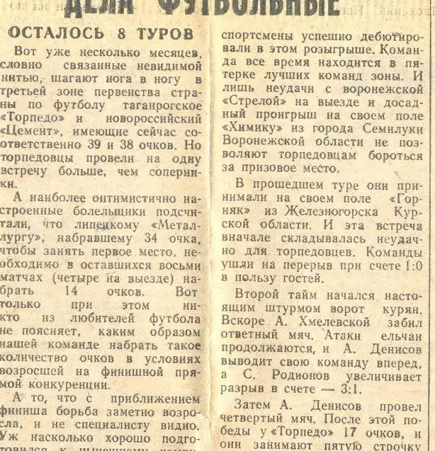 Металлург Липецк Елец Железногорск обзор 1988