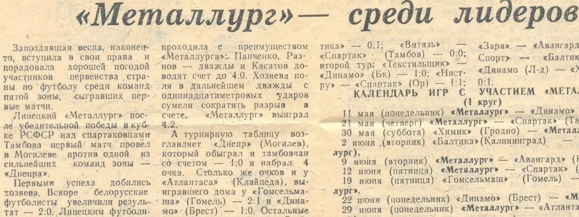 Могилёв Витебск - Металлург Липецк 1987