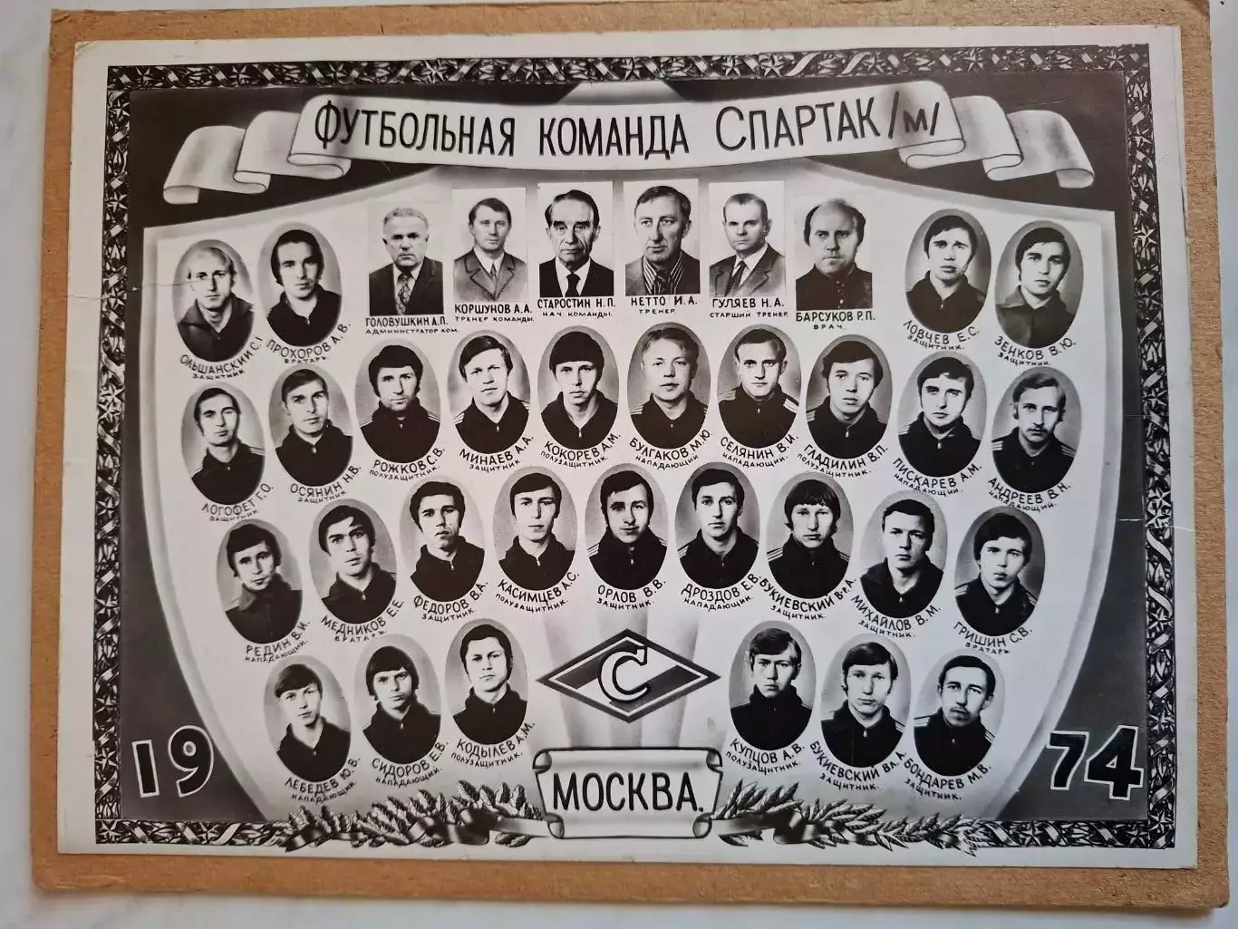 Фото. Виньетка. Спартак Москва 1974