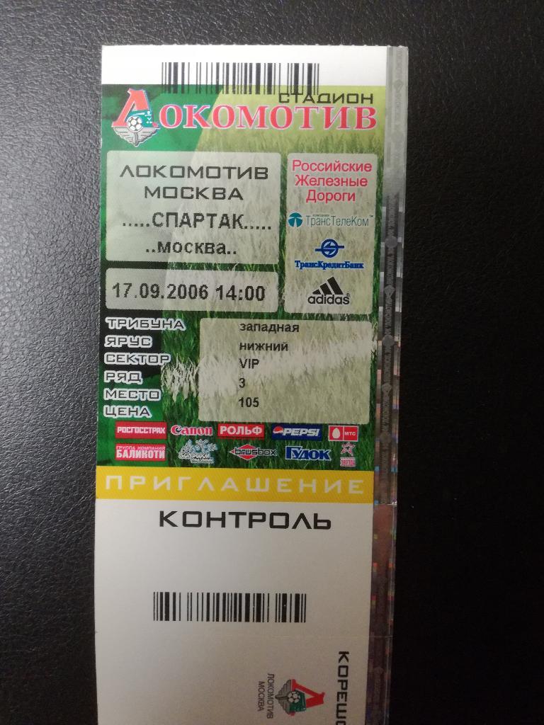 Локомотив Москва - Спартак Москва 2006. Чемпионат России