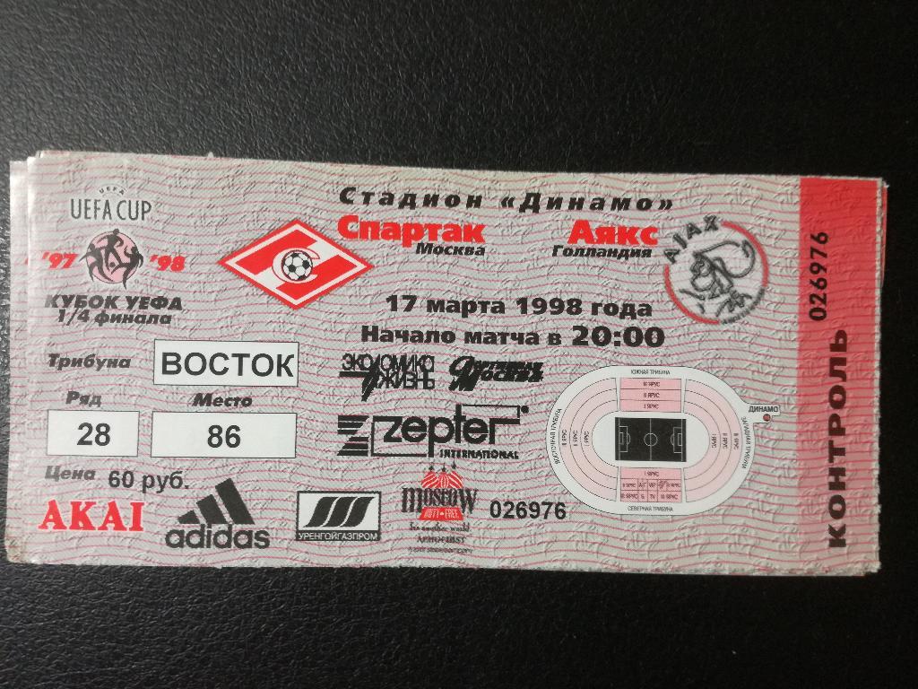 Спартак Москва - Аякс Амстердам 1998. Кубок УЕФА
