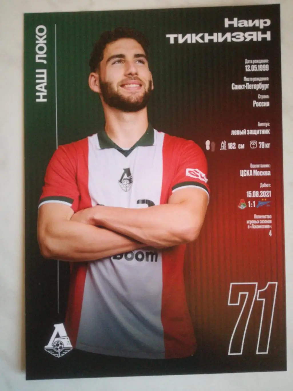 Открытка. Наир Тикнизян (Локомотив Москва)