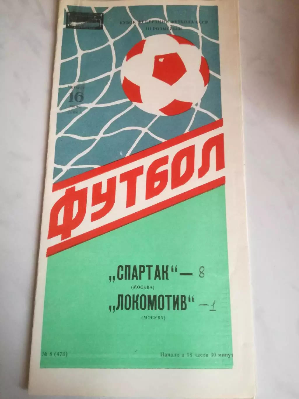 Локомотив Москва - Спартак Москва, 16.06.1988. Кубок Федерации футбола