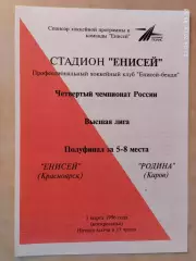 Енисей Красноярск - Родина Киров 1996 За 5-8 места