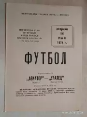 Авиатор Иркутск - Уралец Нижний Тагил 1974