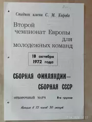 СССР - Финляндия 1972 Молодежные