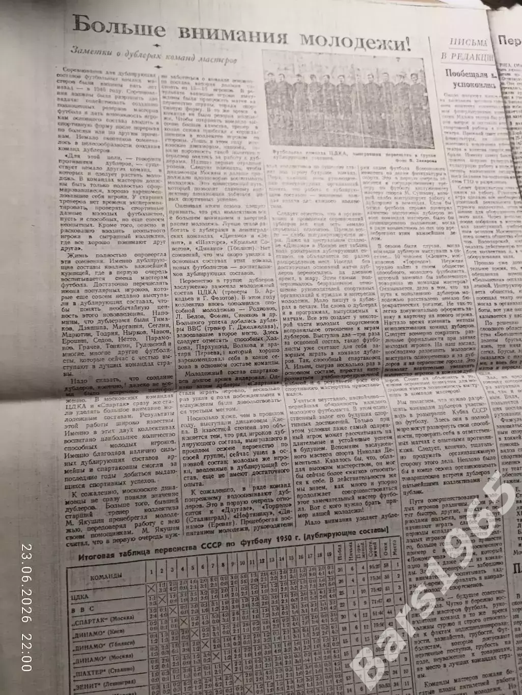 ЦДКА Москва 1950 Дублеры