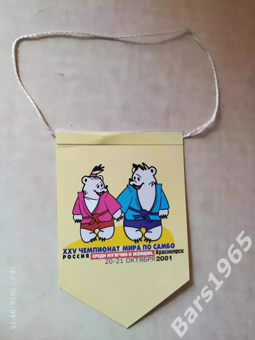 Вымпел Чемпионат мира по самбо Красноярск 2001 1
